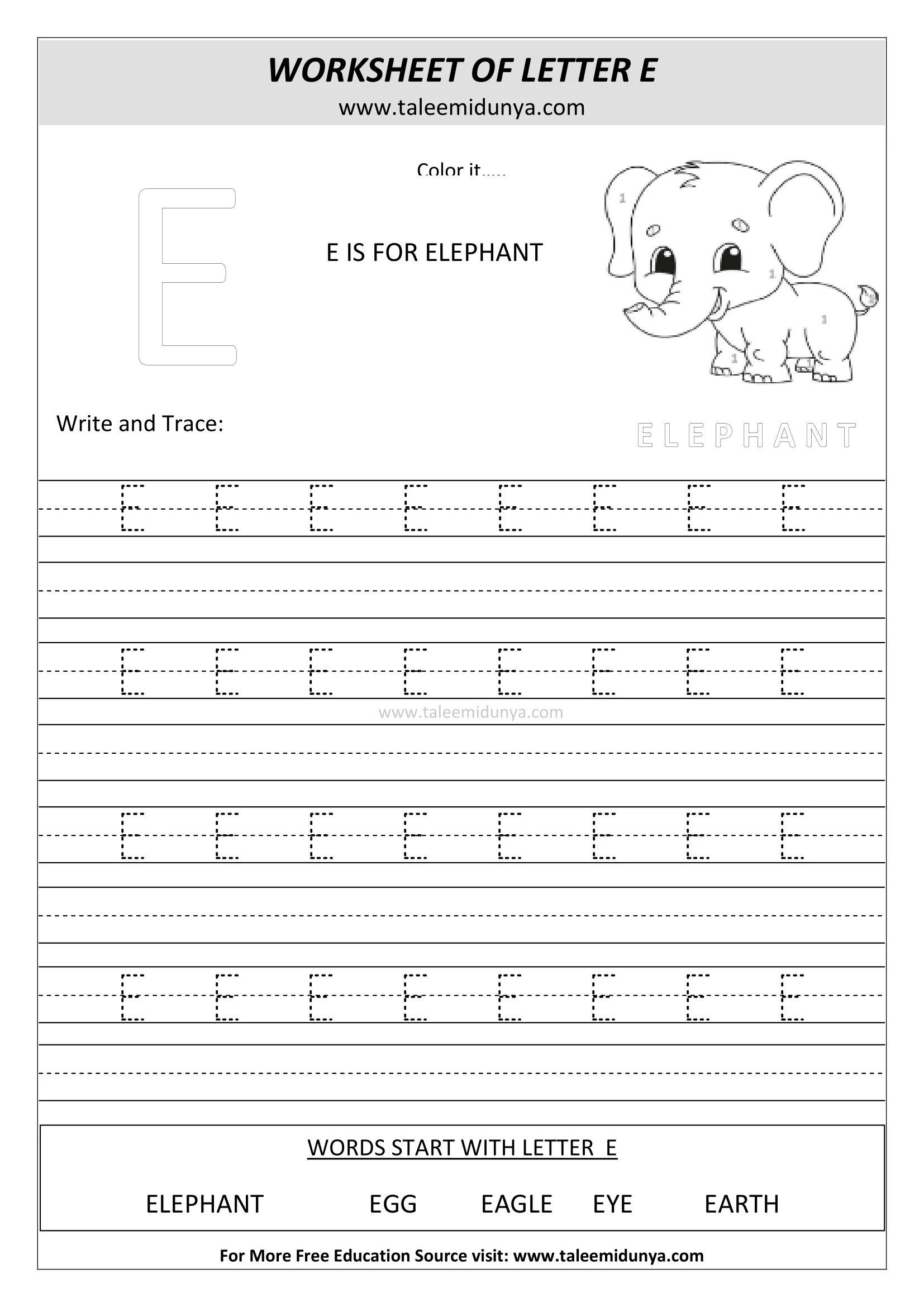 worksheet E